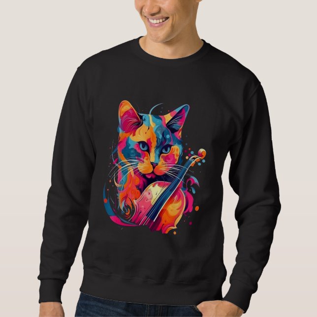 Cute Cat Music Notes Musician 4 Sweatshirt (Vorderseite)
