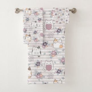 Cute cat pattern badhandtuch set