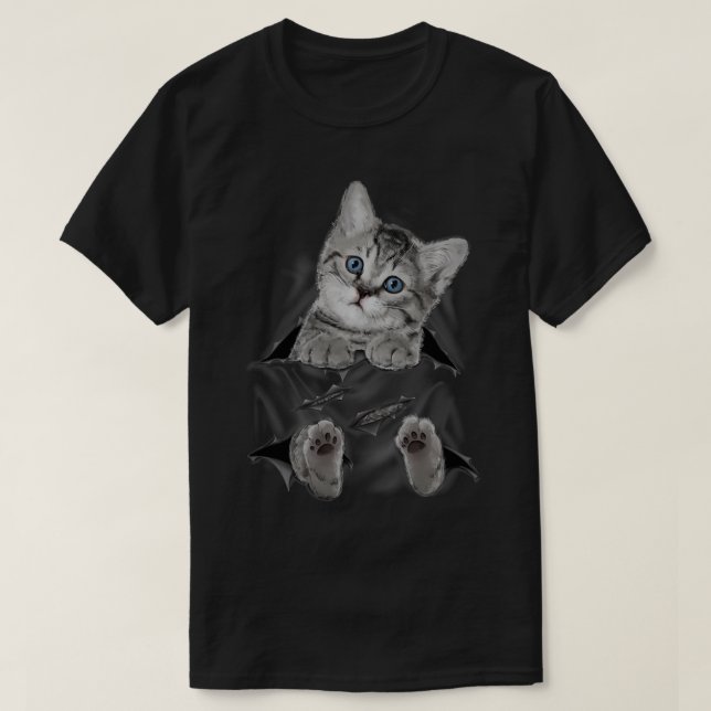 Cute Cat Peeking Out Hanging Funny Gift for Kitty  T-Shirt (Design vorne)