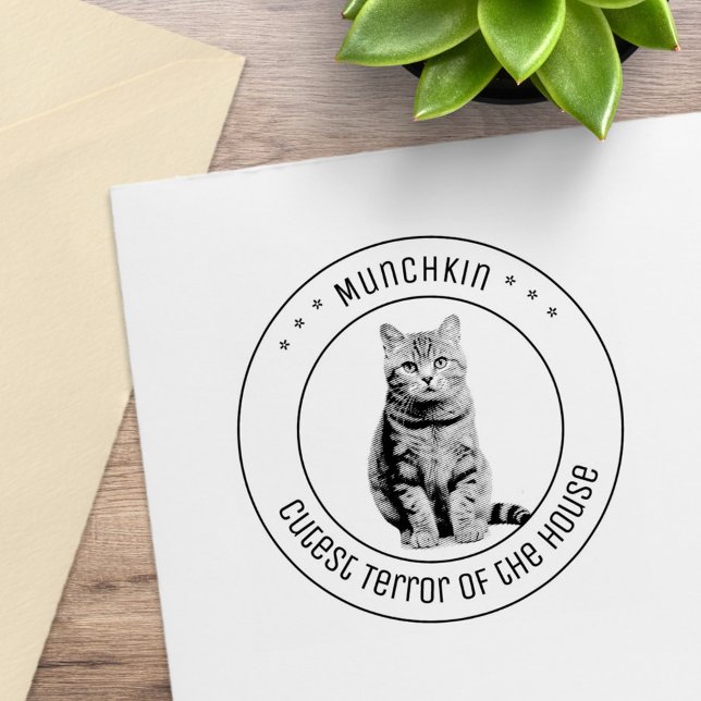 Cute Cat Pet Photo Round Gummistempel (Von Creator hochgeladen)
