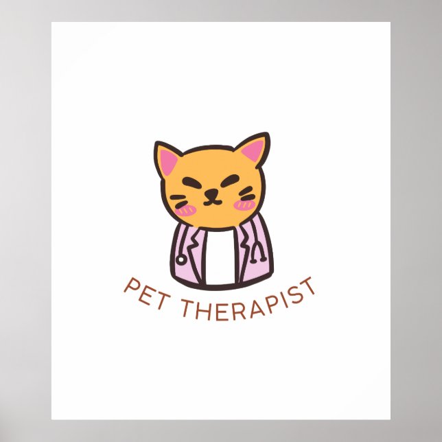 Cute Cat Pet Therapist Cartoon Design Poster (Vorne)