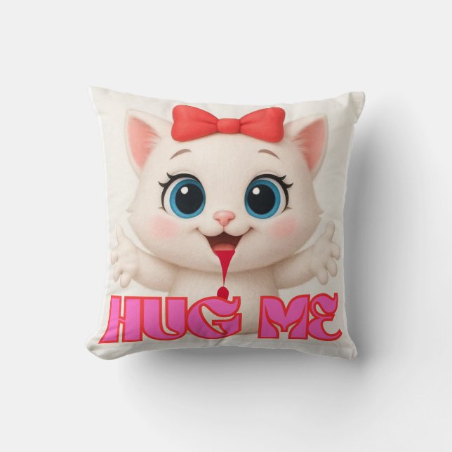 Cute Cat Pillow – Kawaii Kitty Home Decor Design Kissen (Vorderseite)