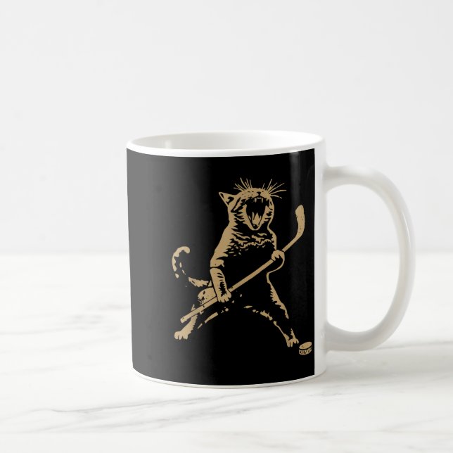 Cute Cat Playing Ice Hockey Lover Player Funny  Kaffeetasse (Rechts)