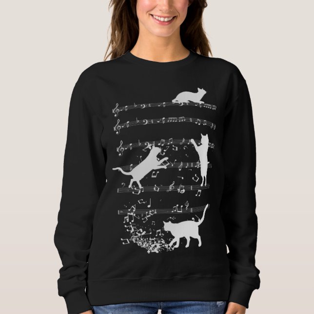 Cute Cat Playing Music Notes Jazz Day  Jazz Musi Sweatshirt (Vorderseite)
