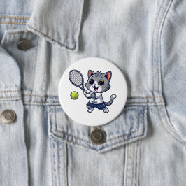 Cute cat playing tennis button