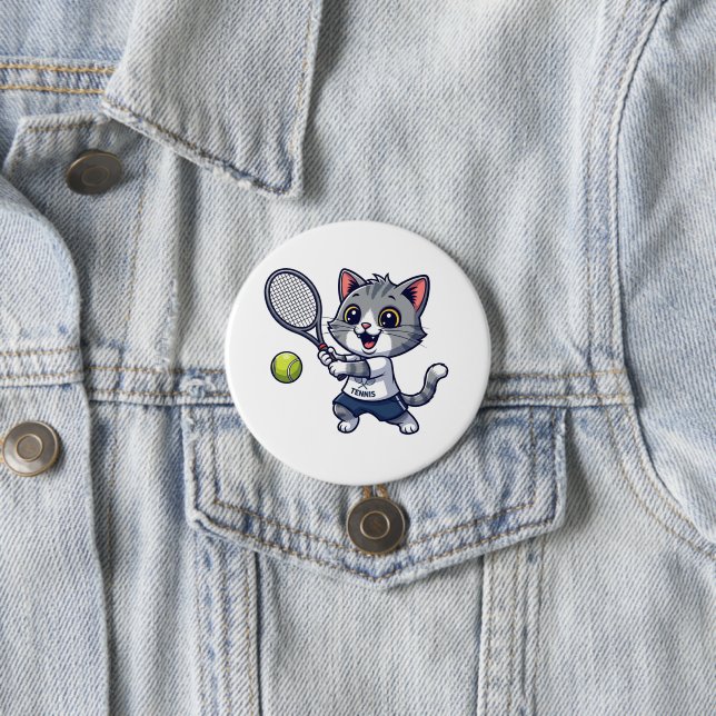Cute cat playing tennis button (Beispiel)