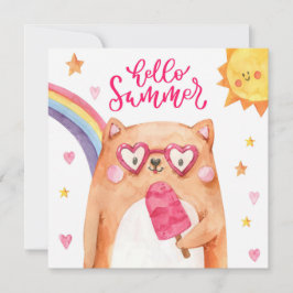 Cute Cat Popsicle Summer Greeting Card