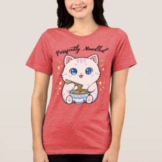 Cute Cat Purrfectly Noodled T-shirt Tri-Blend Shirt