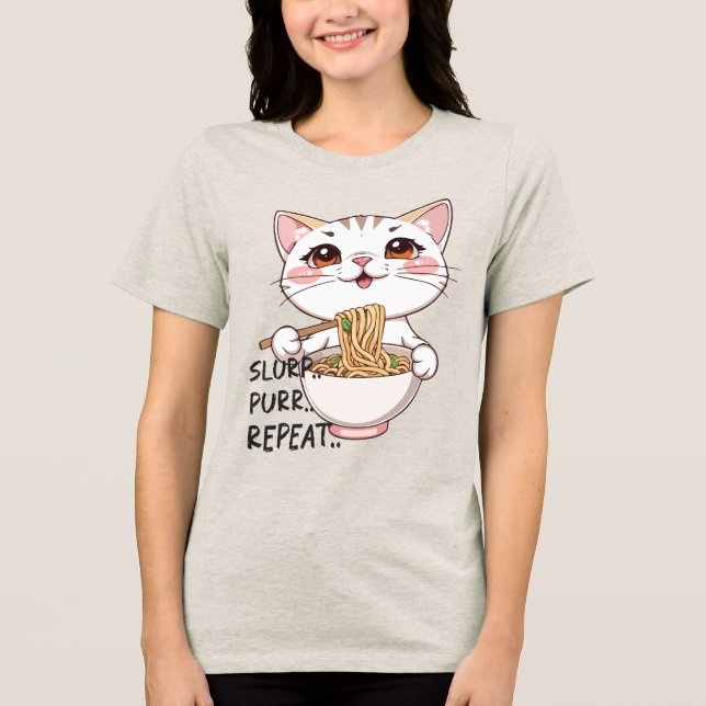 Cute Cat Ramen Tee - Slurp, Purr, Repeat (Vorderseite)