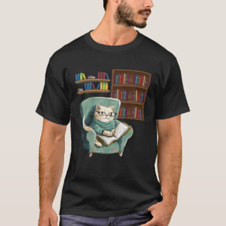 Cute Cat Reading Book Bookworms Cat Reading T-Shirt