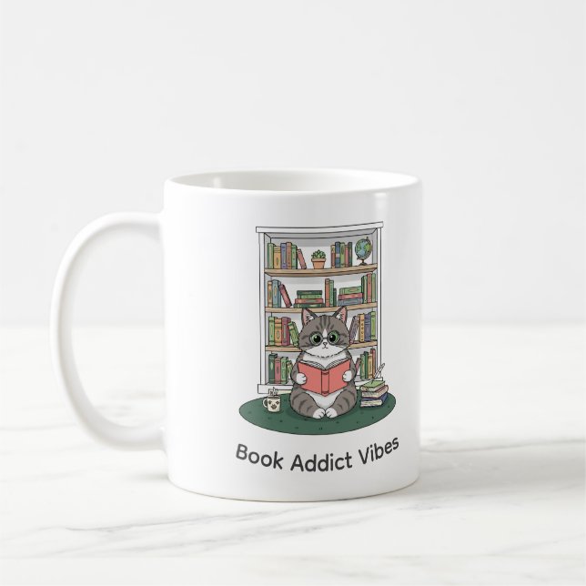 Cute Cat Reading Glasses Coffee Shelf Art Mug Kaffeetasse (Links)