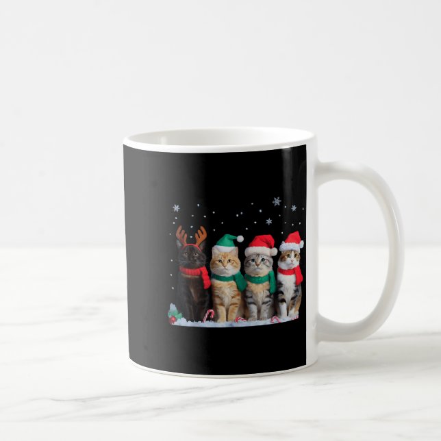 Cute Cat Reindeer Light Christmas Cat Funny Santa  Kaffeetasse (Rechts)