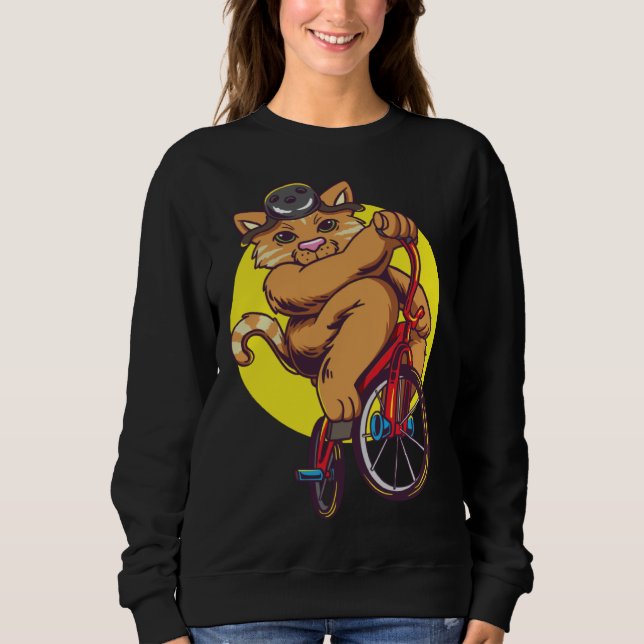Cute cat riding a BMX bike Sweatshirt (Vorderseite)