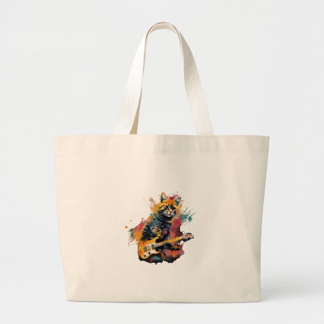 cute cat rocks tar design  jumbo stoffbeutel (Vorne)