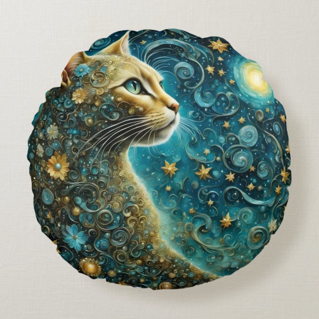 cute cat Round Pillow Rundes Kissen (Vorderseite)