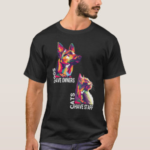 Cute Cat Saying Dogs have Owners Cats have Staff C T-Shirt