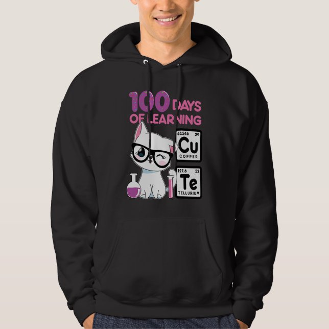 Cute cat scientist 100 school days girls hoodie (Vorderseite)