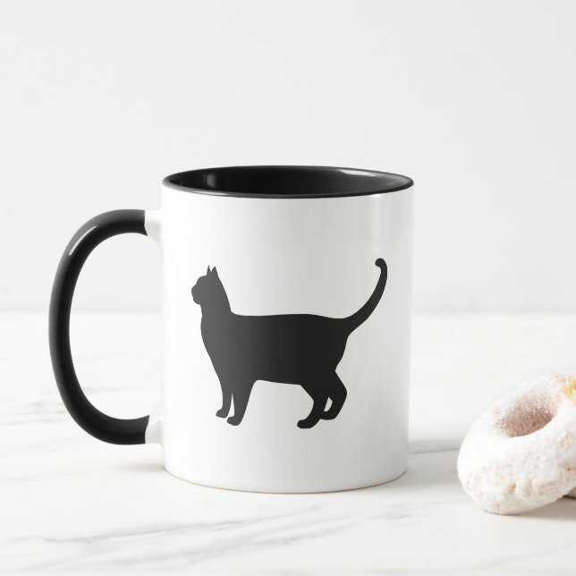 Cute Cat Silhouette Tasse (Mit Donut)