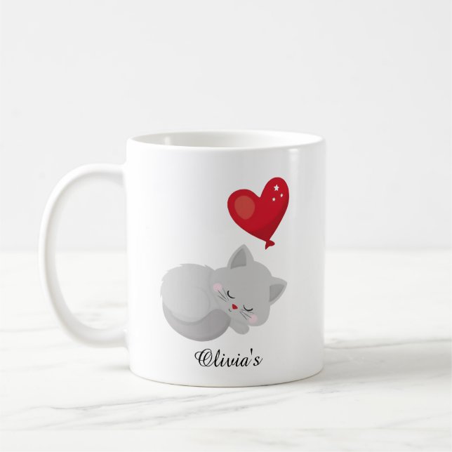 Cute Cat Sleeping Custom Name Perfect For Gift Kaffeetasse (Links)