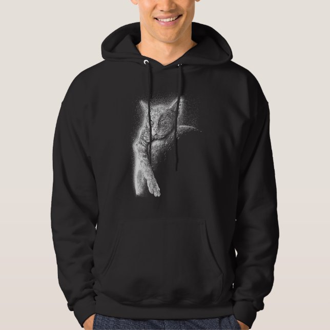 Cute Cat Sleeping On The Moon Full Moon Space Kitt Hoodie (Vorderseite)