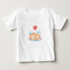 Cute Cat Sleeping with Heart Balloon  Baby T-shirt