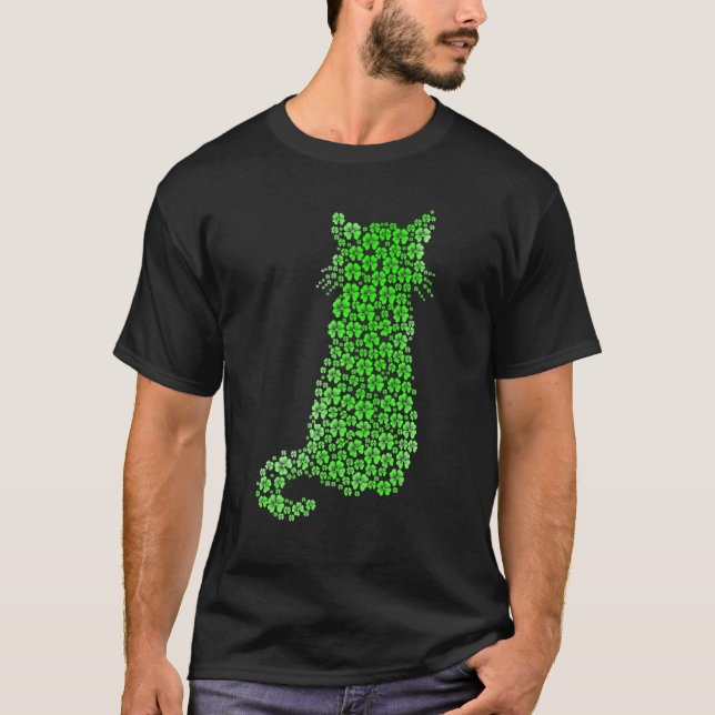 Cute Cat St Patricks Day Clover Lucky Cat Mom Sham T-Shirt (Vorderseite)