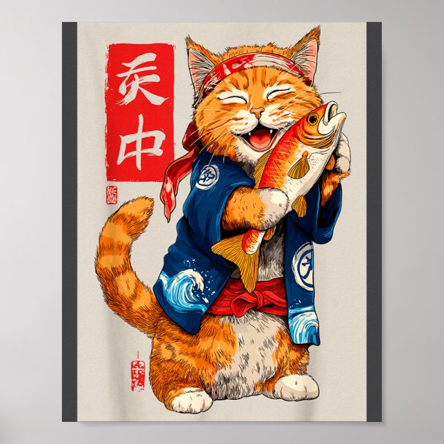 Cute Cat Sushi Japanese Food Anime Graphic Tees Me Poster (Vorne)
