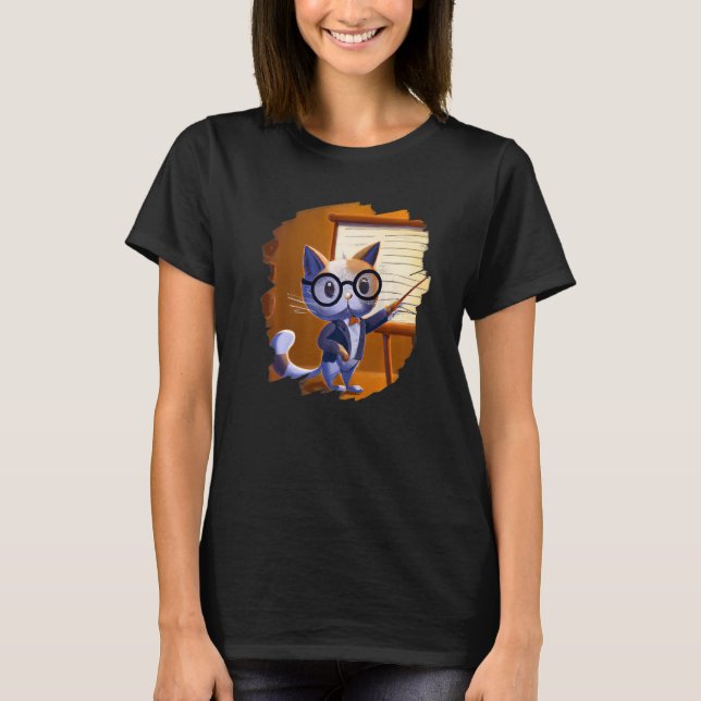 Cute Cat Teacher Kitten Professor School 2 T-Shirt (Vorderseite)