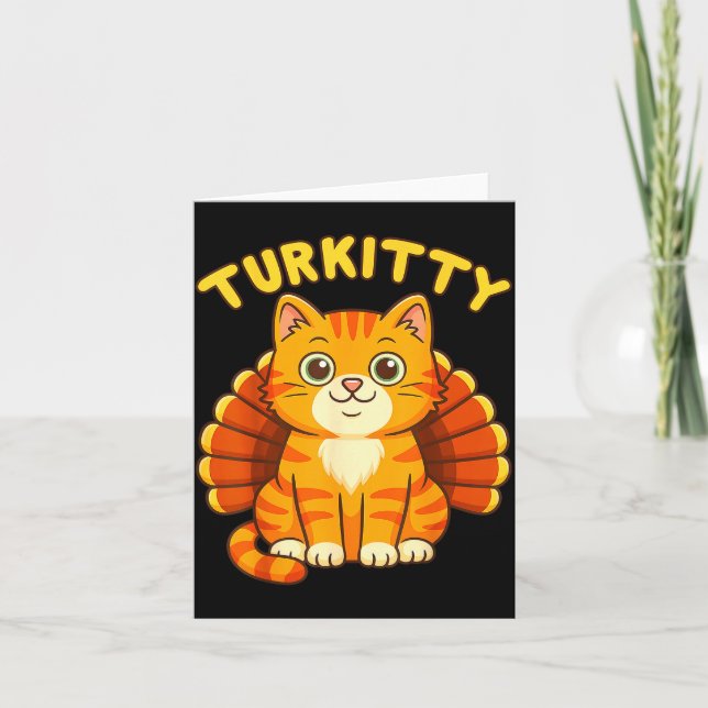 Cute Cat Turkey Funny Thanksgiving For Men Women K Karte (Vorderseite)