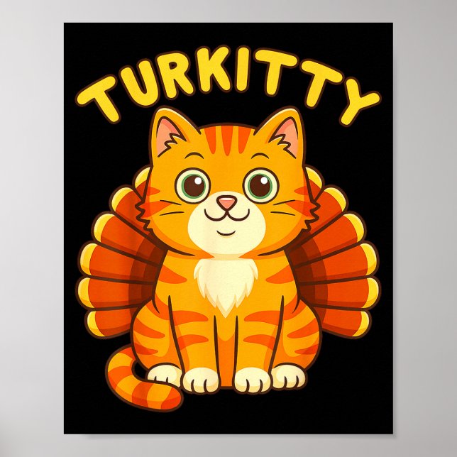 Cute Cat Turkey Funny Thanksgiving For Men Women K Poster (Vorne)