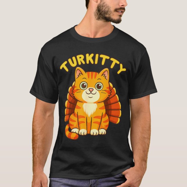 Cute Cat Turkey Funny Thanksgiving For Men Women K T-Shirt (Vorderseite)