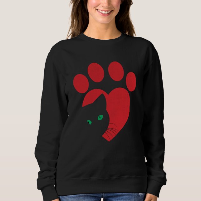 Cute Cat Valentines Heart Graphic Cat Mom Cat Dad  Sweatshirt (Vorderseite)