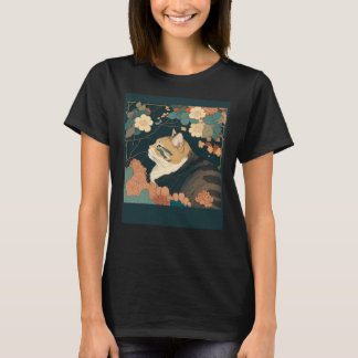 Cute Cat Watercolor Botanical Garden Aesthetic Cat T-Shirt