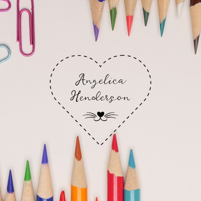 Cute Cat Whiskers Custom Name Hand-written Gummistempel (Von Creator hochgeladen)