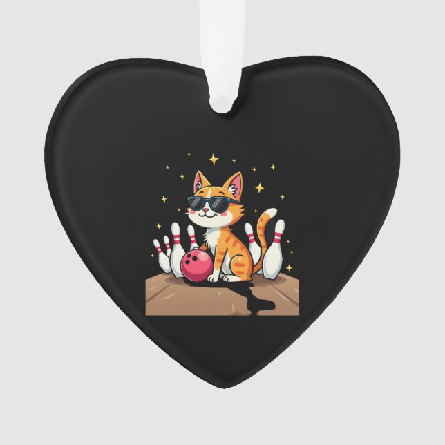 Cute Cat With Sunglasses Cat Playing Bowling For m Ornament (Vorderseite)