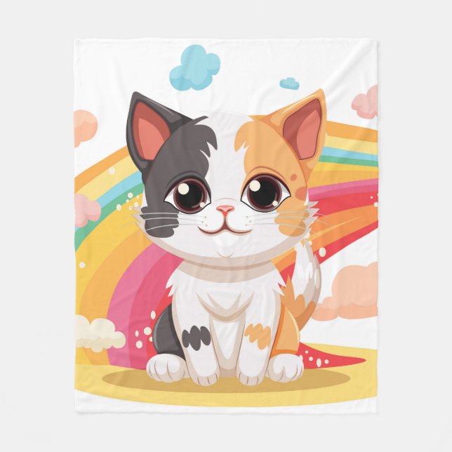 Cute Cat with Vibrant Colors Design Fleece Blanket (Vorderseite)