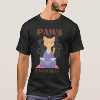 Cute Cat Yoga Paws And Breathe T-Shirt