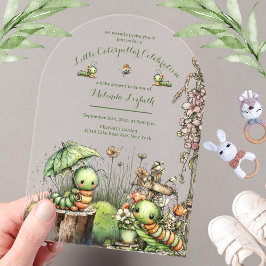 Cute Caterpillar Garden Baby Shower Invitation Acryleinladungen