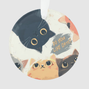 Cute Cats Circle – Kawaii Katzenillustration Ornament