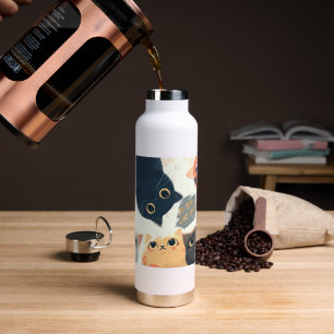 Cute Cats Circle – Kawaii Katzenillustration Trinkflasche