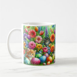 Cute Cats in Flower Garden Easter  Kaffeetasse