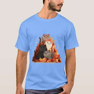 Cute Cats in Leaves boy T-Shirt