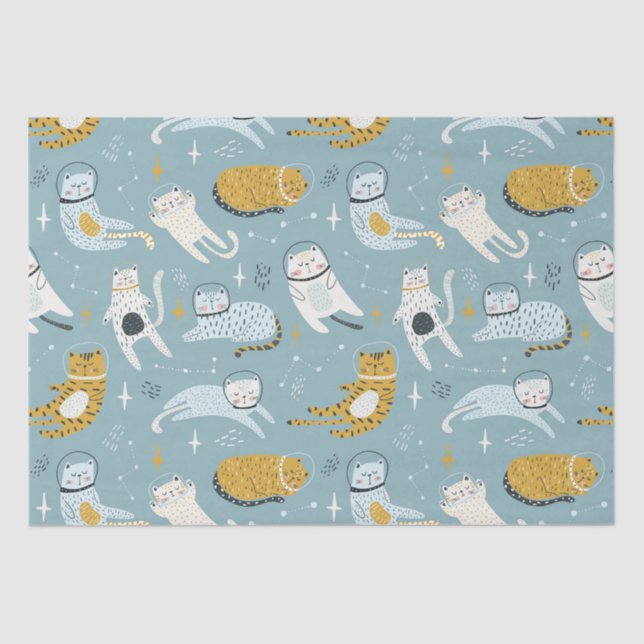 Cute cats in silly space suits children's pattern seidenpapier (Vorderseite)