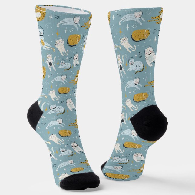 Cute cats in silly space suits children's pattern socken (Gewinkelt)