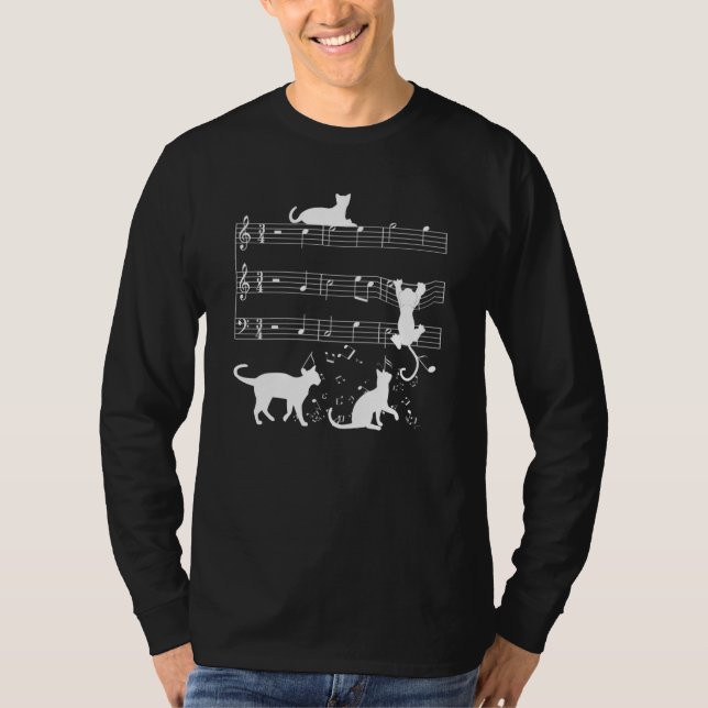 Cute cats kittens musical note clef musician T-Shirt (Vorderseite)