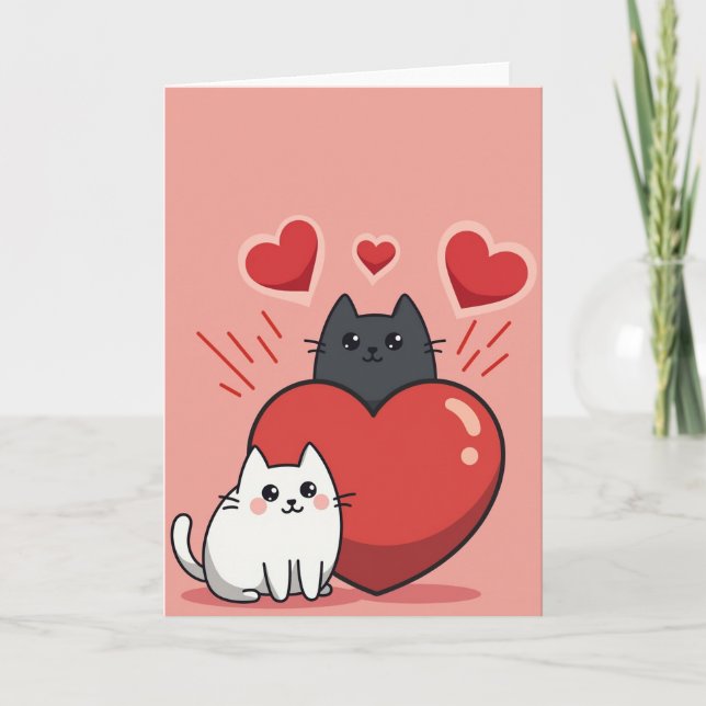 Cute Cats Love Heart Card Karte (Vorderseite)