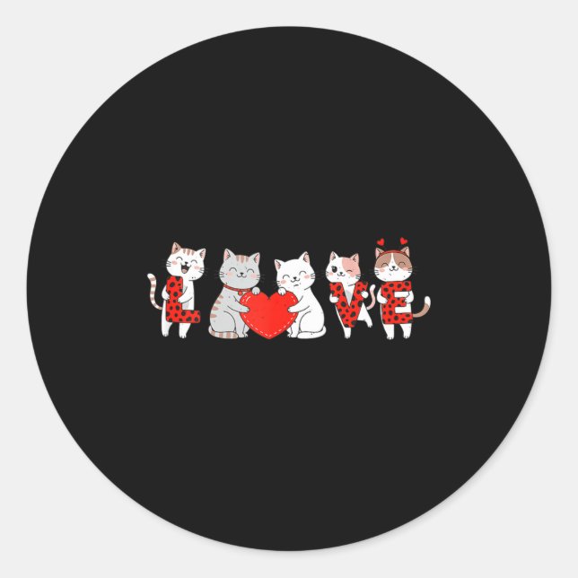 Cute Cats Love Valentine Design For Men Women Kids Runder Aufkleber (Vorderseite)