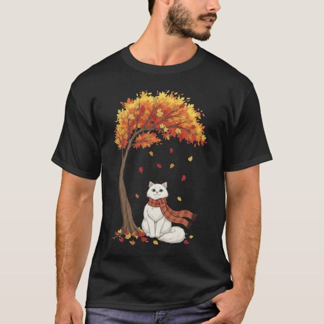 Cute Cats Lover Persian Cat Fall Autumn T-Shirt (Vorderseite)