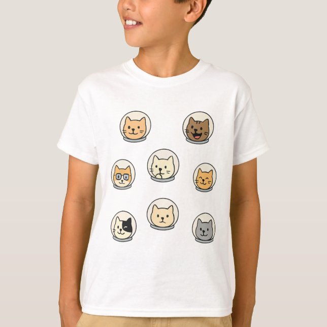 Cute Catstronaut Heads Shirt For Space-Loving Kids (Vorderseite)