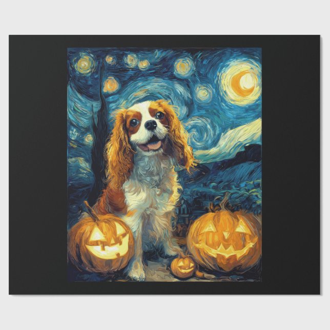 Cute Cavalier King Charles Spaniel Dog Halloween J Geschenkpapier (Flach)